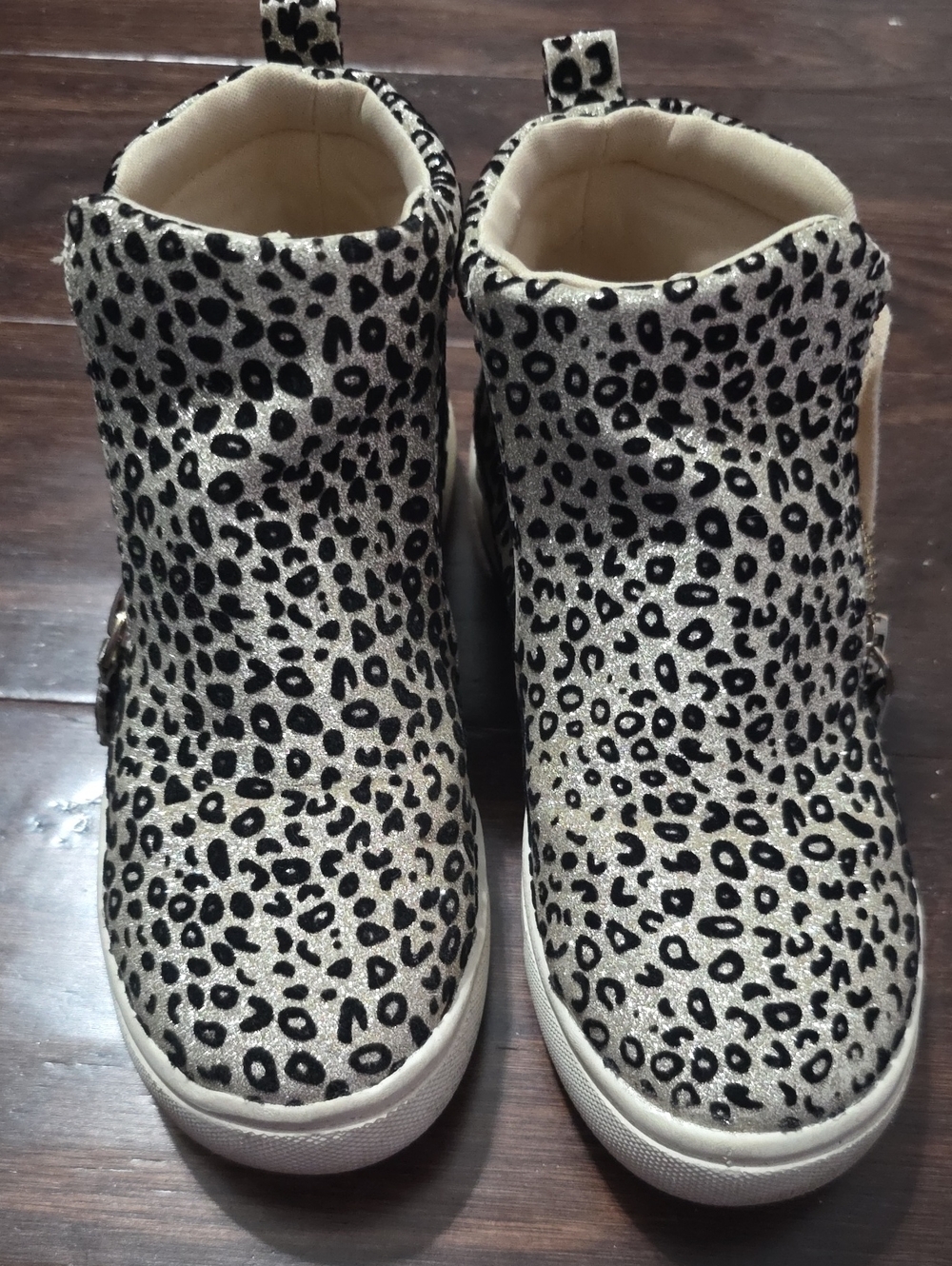 Harper Canyon Kids Leopard Print Glitter Boots - Silver/Black
